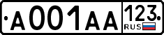 License plate Russia, Cars