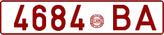 License plate Belarus, Cars (1992)