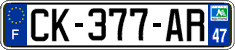 French license plate, SIV (ordinary)