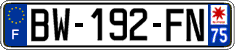 French license plate, SIV (ordinary)