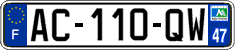 French license plate, SIV (ordinary)