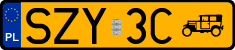 License plates of Poland, Oldtimers