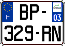 French license plate, SIV (ordinary)