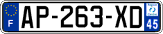 French license plate, SIV (ordinary)