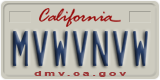 California, Vanity Plates
