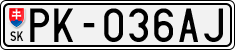 License plate of Slovakia, Cars