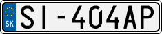 License plate of Slovakia, Cars