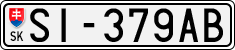 License plate of Slovakia, Cars