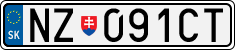 License plate of Slovakia, Cars