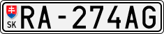 License plate of Slovakia, Cars
