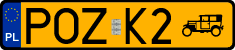 License plates of Poland, Oldtimers