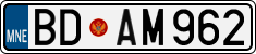 License plate of Montenegro, Cars
