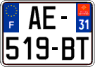 French license plate, SIV (ordinary)