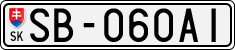 License plate of Slovakia, Cars