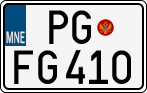 License plate of Montenegro, Cars