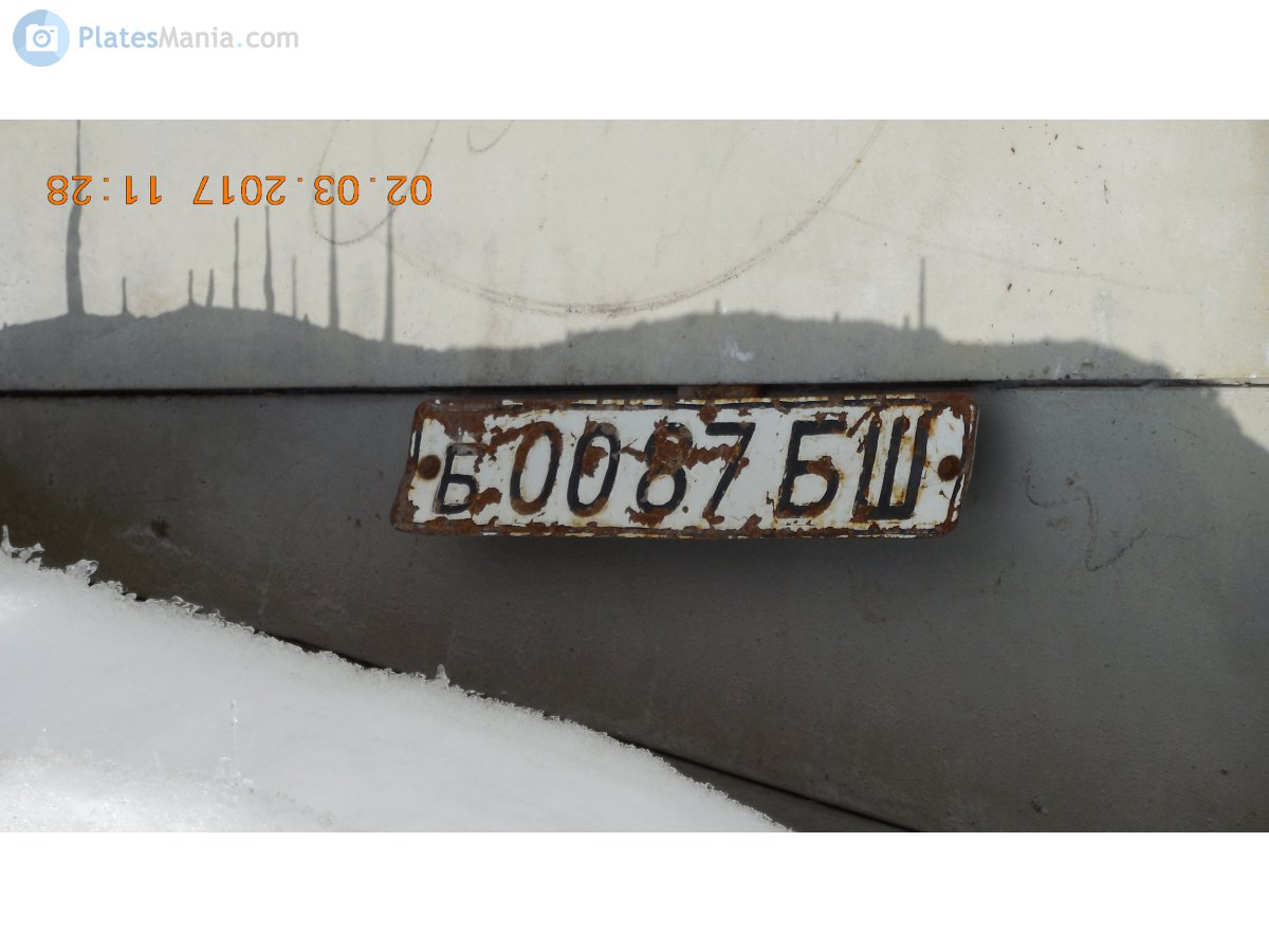 б 0087 БШ, License plate without vehicle 