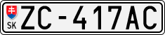 License plate of Slovakia, Cars