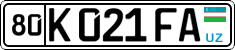License plate of Uzbekistan, Private owners
