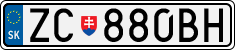 License plate of Slovakia, Cars