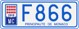 License plate of Monaco, Cars
