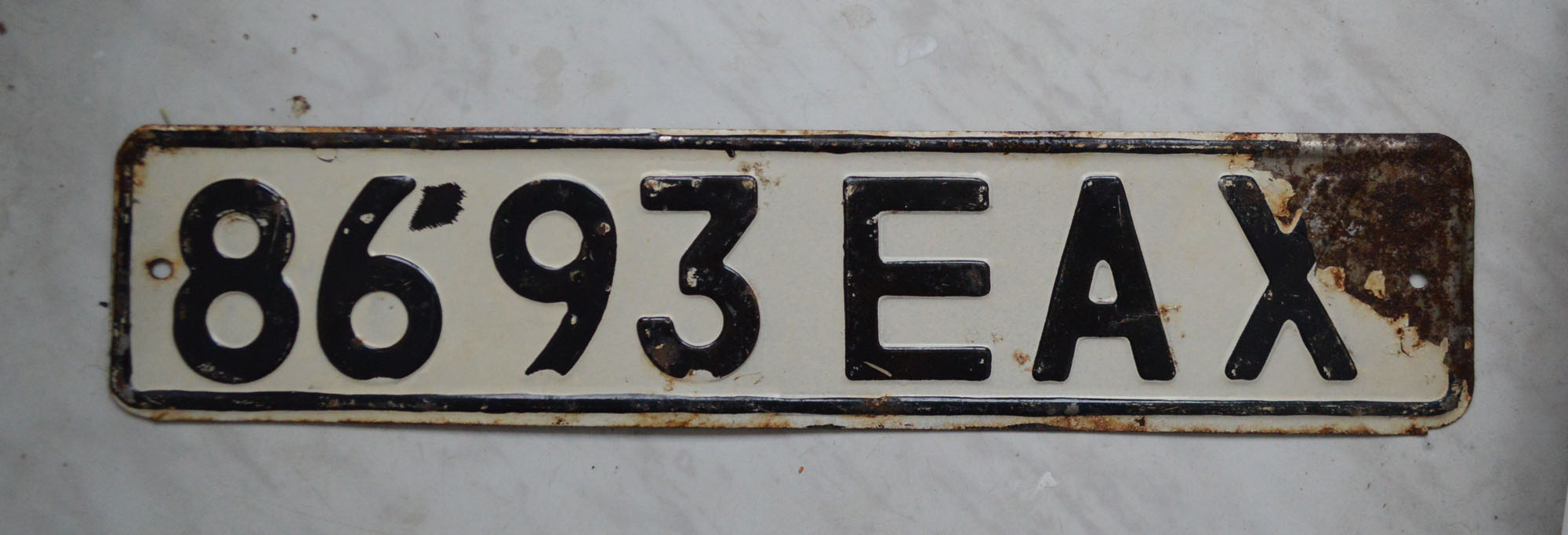 8693 ЕАХ, License plate without vehicle 