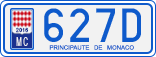 License plate of Monaco, Cars