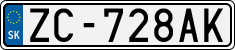 License plate of Slovakia, Cars