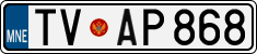 License plate of Montenegro, Cars