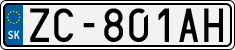 License plate of Slovakia, Cars