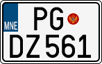 License plate of Montenegro, Cars