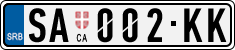 License plate of Serbia, Cars