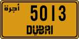 License plate of the UAE, Dubai, Taxi