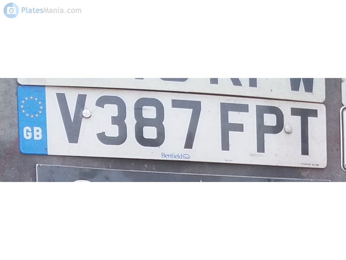 V387FPT, License plate without vehicle 