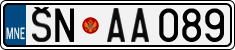 License plate of Montenegro, Cars