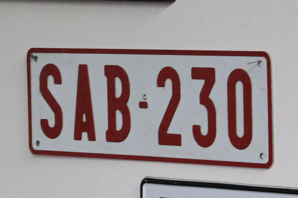 SAB-230, License plate without vehicle 