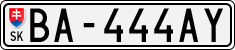 License plate of Slovakia, Cars