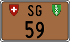 License plate of Switzerland, Except vehicles and snowmobiles (brown)