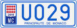 License plate of Monaco, Cars