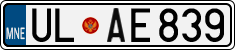 License plate of Montenegro, Cars