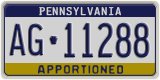Pennsylvania, Specialty plates (AB-123XX)