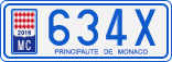 License plate of Monaco, Cars