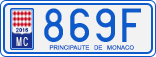 License plate of Monaco, Cars