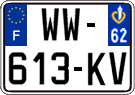 French license plate, SIV (temporary)