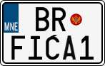 License plate of Montenegro, Vanity Plates