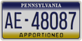 Pennsylvania, Specialty plates (AB-123XX)