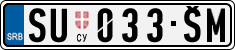 License plate of Serbia, Cars