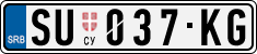 License plate of Serbia, Cars