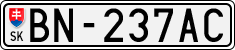 License plate of Slovakia, Cars