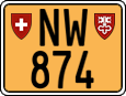 License plate of Switzerland, Slow vehicles (yellow)