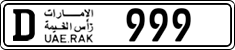 License plate of the UAE, Ras al-Khaimah, Cars